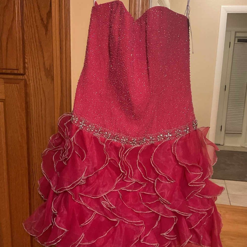Ladies Hot Pink Ruffle Party Dress SPECIAL OCCASION DRESS